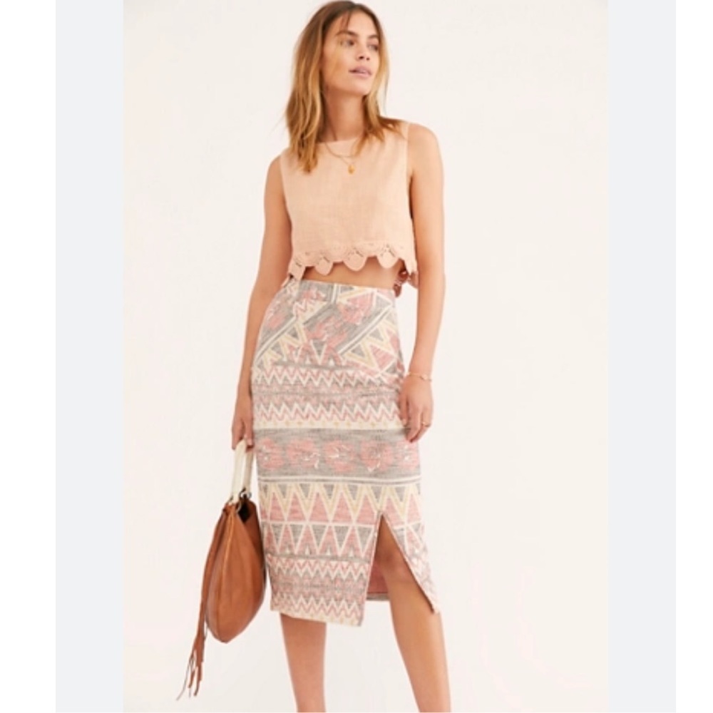 Free People Mendocino Midi Skirt Size XS Boho